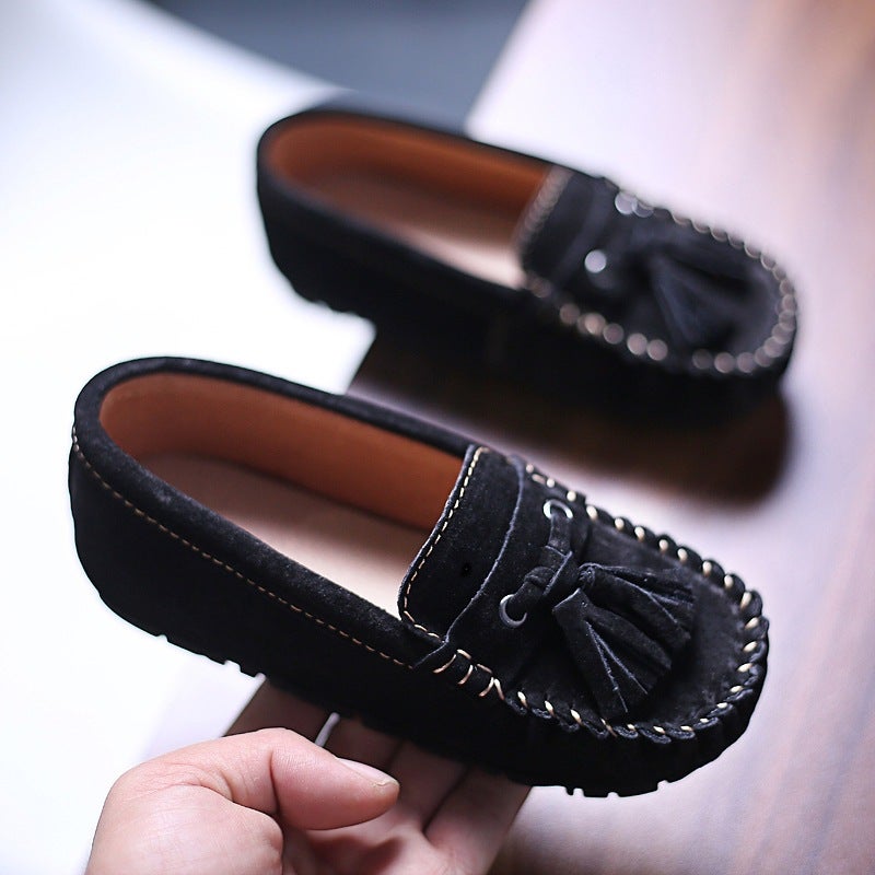 Children'S Shoes Pea Shoes Autumn New Leather Zhongda Boys Shoes British Tassel Trendy Shoes Girls Princess Shoes - Image 5