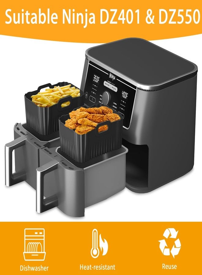 CEGOUT 2PCS Silicone Air Fryer Liners, Reusable Silicone Liners for Ninja DZ401, DZ550, DZ302, Ninja Foodi Dual Air Fryer Accessories Baking Tray for 10 QT Airfryer Baskets - Image 2