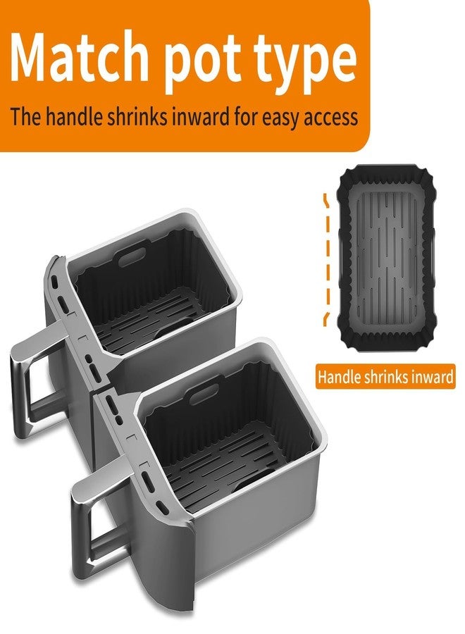 CEGOUT 2PCS Silicone Air Fryer Liners, Reusable Silicone Liners for Ninja DZ401, DZ550, DZ302, Ninja Foodi Dual Air Fryer Accessories Baking Tray for 10 QT Airfryer Baskets - Image 5