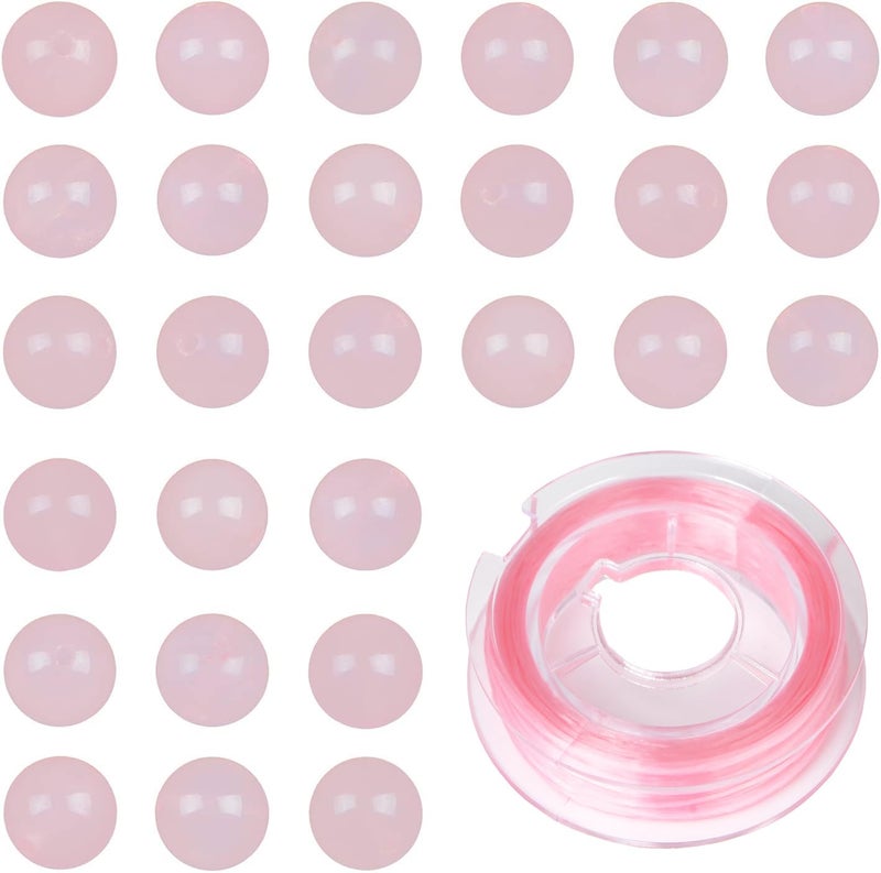 Bymitel 140Pcs Natural Crystal Beads Stone Gemstone Round Energy Healing Loose Beads with Stretch Cord for Jewelry Making Bracelets Anklets Rose Quartz 8mm 140pcs