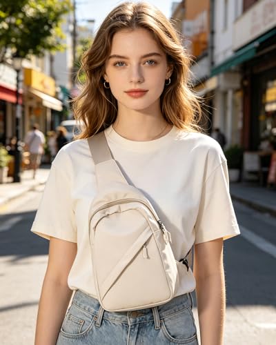 SEAFEW White Sling Crossbody Bag for Men Women Tactical Backpack Shoulder Daypack Mini AntiTheft Cross Body Motorcycle Chest Bags Small One Strap Fanny Back Pack for Casual Travel Hiking Sport Gym - Image 3