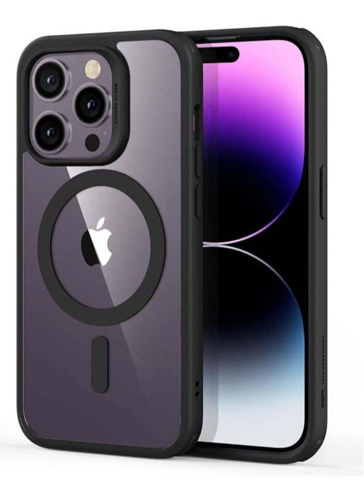 MUNTAQI iPhone 14 Pro Max Case, MagSafe Phone Case Supports Magnetic Wireless Charging, Shockproof Military-Grade Protection, Scratch-Resistant, Classic Hybrid Cover for iPhone 14 Pro Max, Clear Black - Image 1