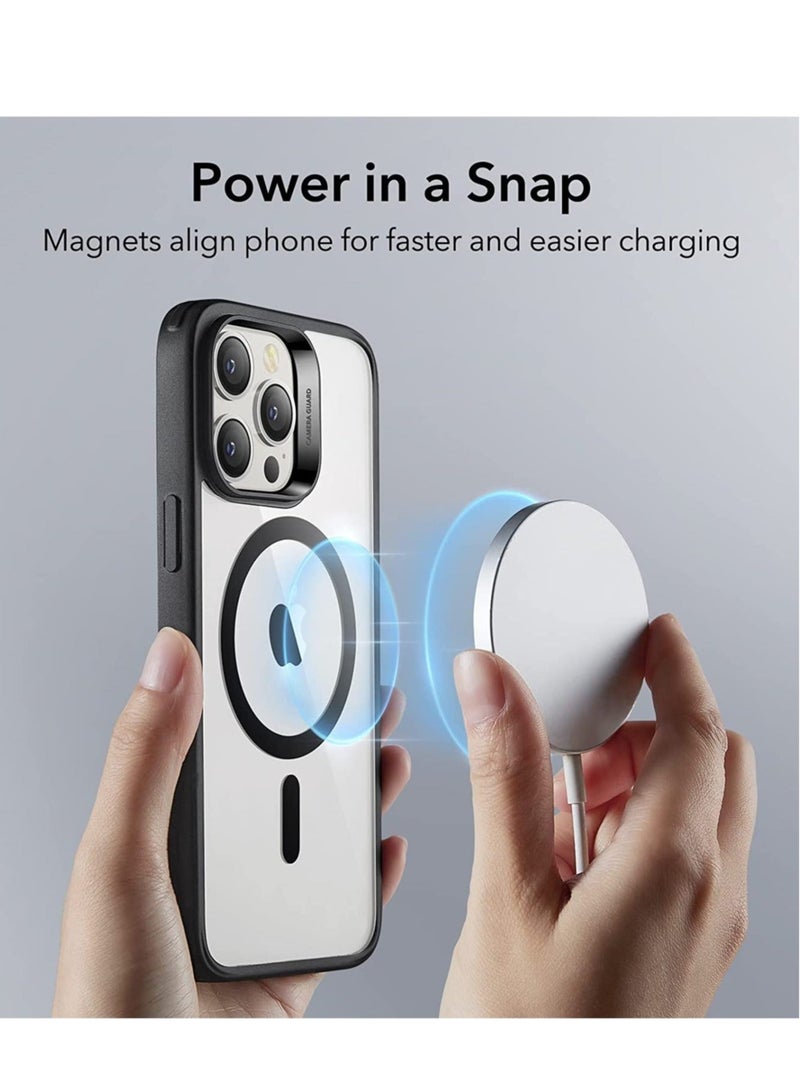 MUNTAQI iPhone 14 Pro Max Case, MagSafe Phone Case Supports Magnetic Wireless Charging, Shockproof Military-Grade Protection, Scratch-Resistant, Classic Hybrid Cover for iPhone 14 Pro Max, Clear Black - Image 3