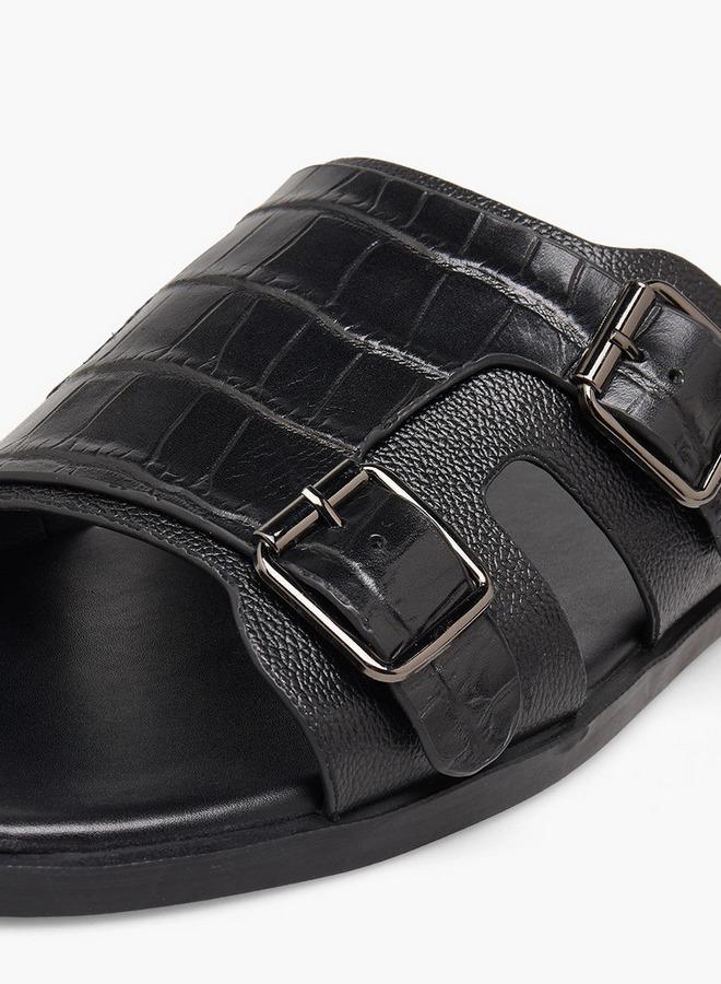 DUCHINI Men Textured Buckle Accent Sandals - Image 4