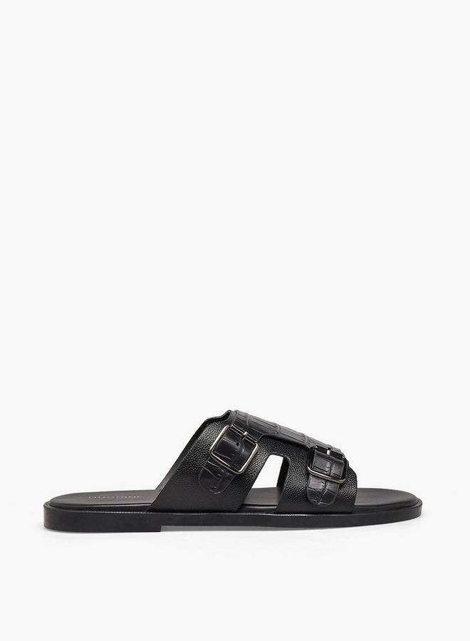DUCHINI Men Textured Buckle Accent Sandals - Image 3