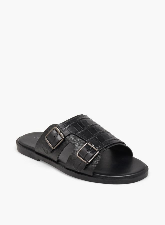 DUCHINI Men Textured Buckle Accent Sandals - Image 2
