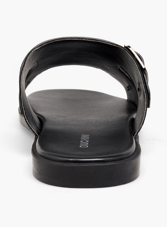 DUCHINI Men Textured Buckle Accent Sandals - Image 5