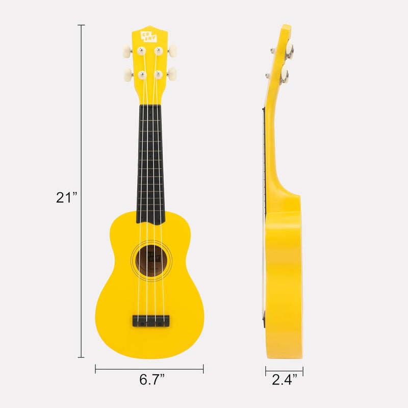 CB SKY Soprano Ukulele 21"/53cm for kids, beginners and students (Yellow) - Image 4