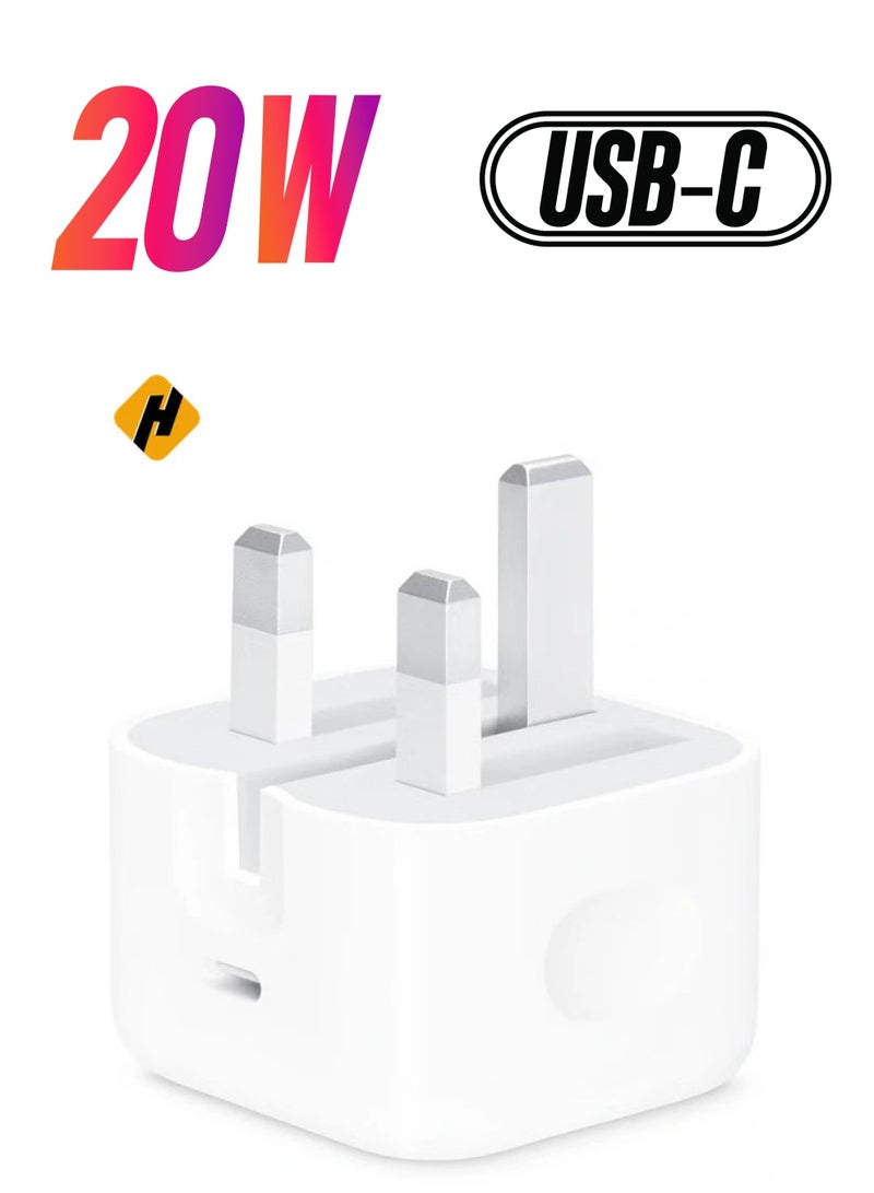 HuHa Fast Charger Plug, 20W USB C Fast Charger with 2M Cable for iPhone 14 13 12 Pro Max/Mini/Plus,Pad Pro,USBC PD Wall Charging Plug UK Type C Power Adapter and 6FT Cord  - Image 1