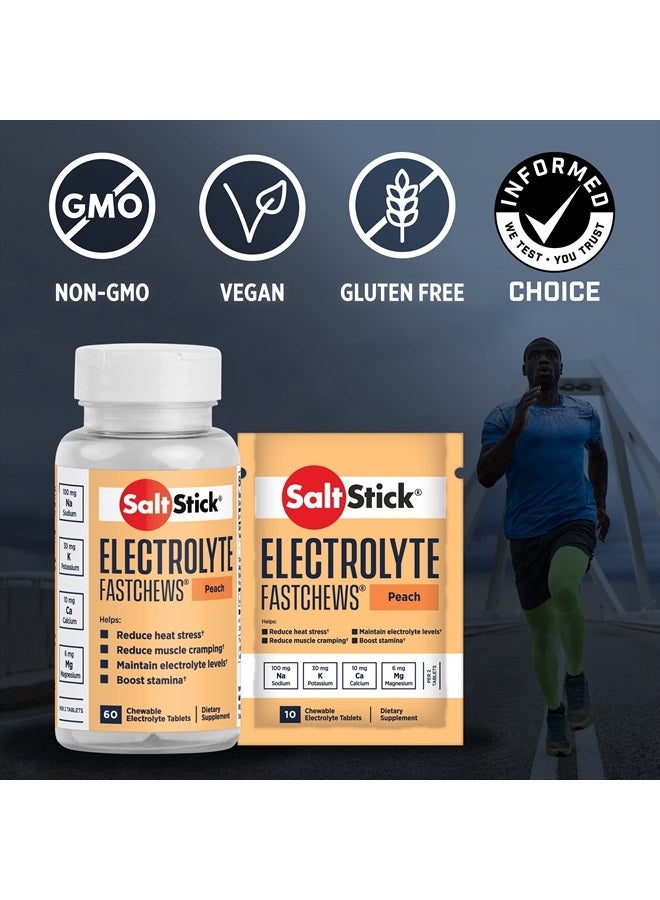 SaltStick Electrolyte FastChews | Salt Tablets for Runners, Sports Nutrition | Chewable Electrolytes for Hydration | 60 Peach Electrolyte Tablets - Image 2
