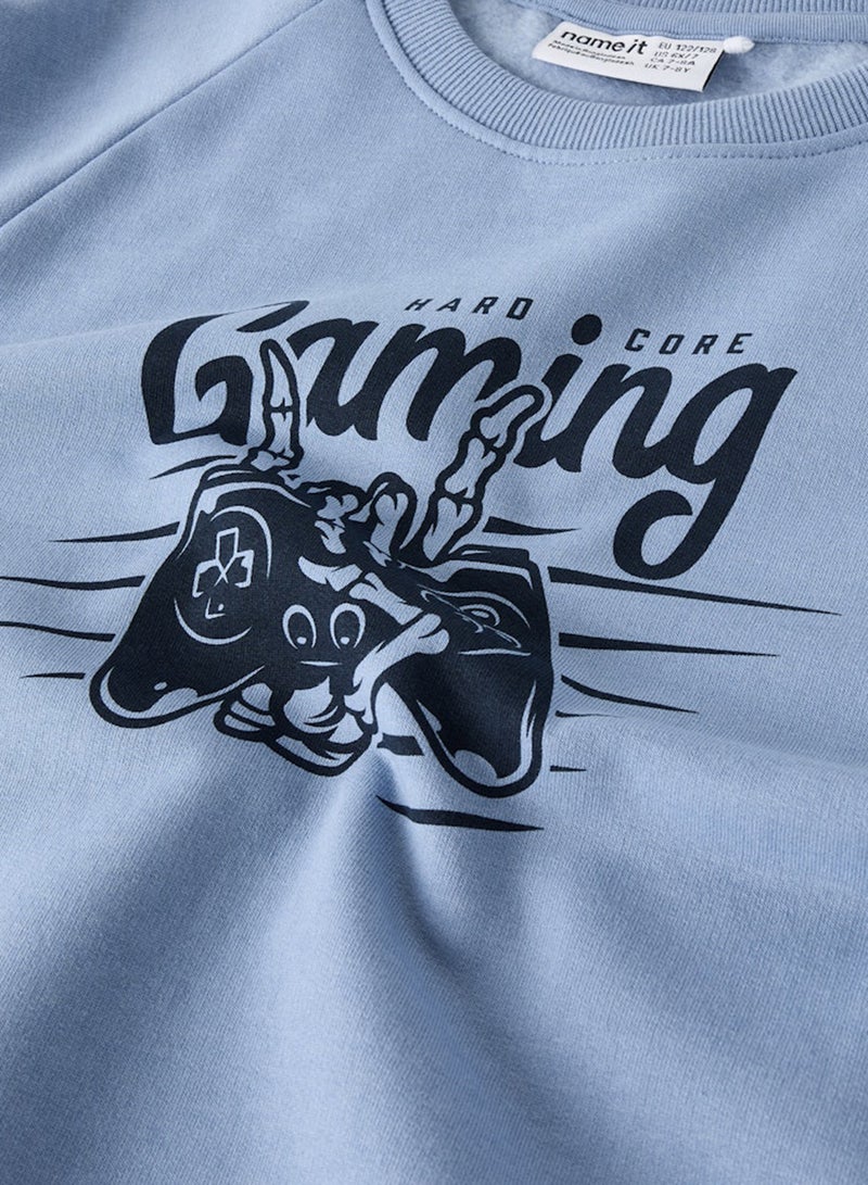 نيم ات سويت شيرت أطفال بياقة مستديرة بطبعة جرافيك - Image 3