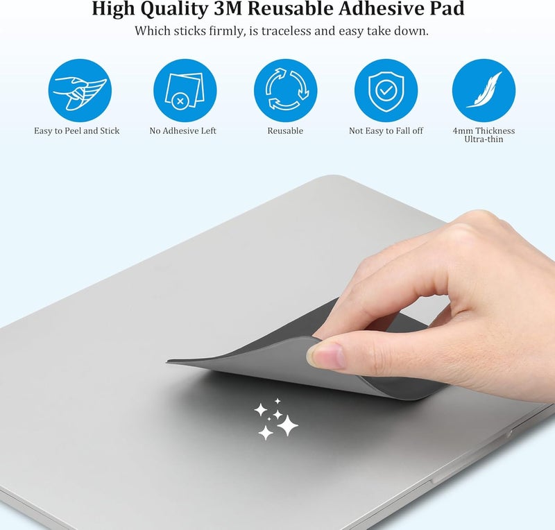 Lacdo Portable Hard Drive Sleeve for Laptop, 2-Pocket Stick on Pouch with Reusable Adhesive, for SanDisk, Samsung, Crucial, Portable External Solid State Drive SSD Hard Drive Carrying Case, Dark Gray - Image 4