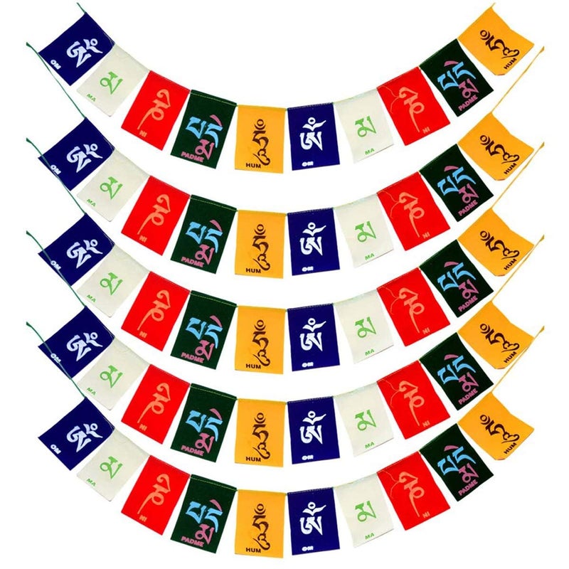 Aternal 5 قطع علم التبت لتزيين الدراجات علم صلاة بوذي صغير علم فخامة لاداخ ملحقات الدراجات عناصر ديكور للدراجات والدراجات المنزلية، حجم صغير - Image 1