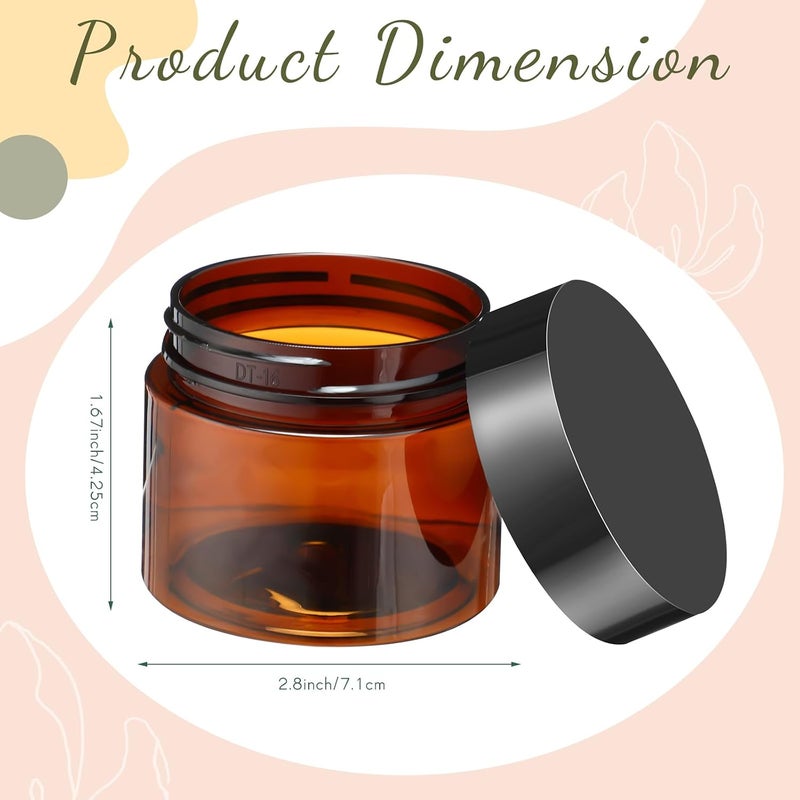 Patelai 4 Pieces Round Wide-mouth Leak Proof Plastic Container Jars with Lids for Travel Storage Makeup Beauty Products Face Creams Oils Salves Ointments DIY Making(4 Ounce,Amber) - Image 2