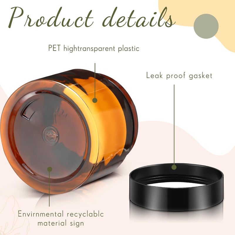 Patelai 4 Pieces Round Wide-mouth Leak Proof Plastic Container Jars with Lids for Travel Storage Makeup Beauty Products Face Creams Oils Salves Ointments DIY Making(4 Ounce,Amber) - Image 3