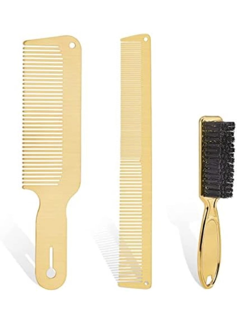 Luckam مجموعة أمشاط حلاقة معدنية من 3 قطع، فولاذ مقاوم للصدأ، مشط للتصفيف والقص، فرشاة حلاق للرجال والنساء وصالونات الحلاقة - Image 1