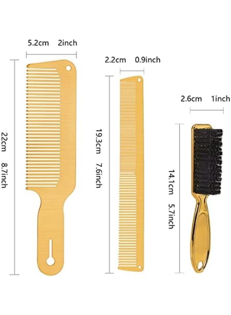 Luckam مجموعة أمشاط حلاقة معدنية من 3 قطع، فولاذ مقاوم للصدأ، مشط للتصفيف والقص، فرشاة حلاق للرجال والنساء وصالونات الحلاقة - Image 4