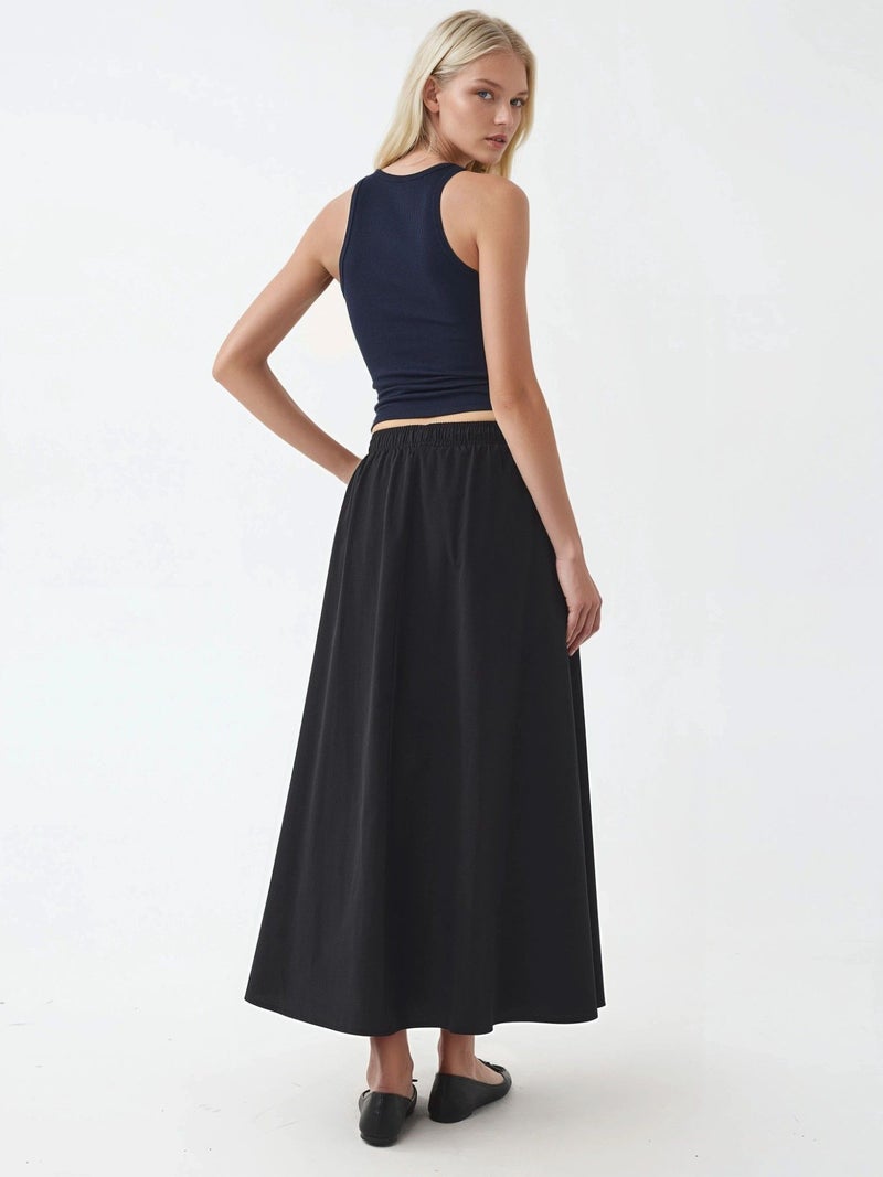 BUSEM Elastic Waist Midi Skirt with Pockets - Image 4