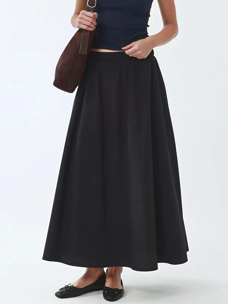 Busem BUSEM Elastic Waist Midi Skirt with Pockets