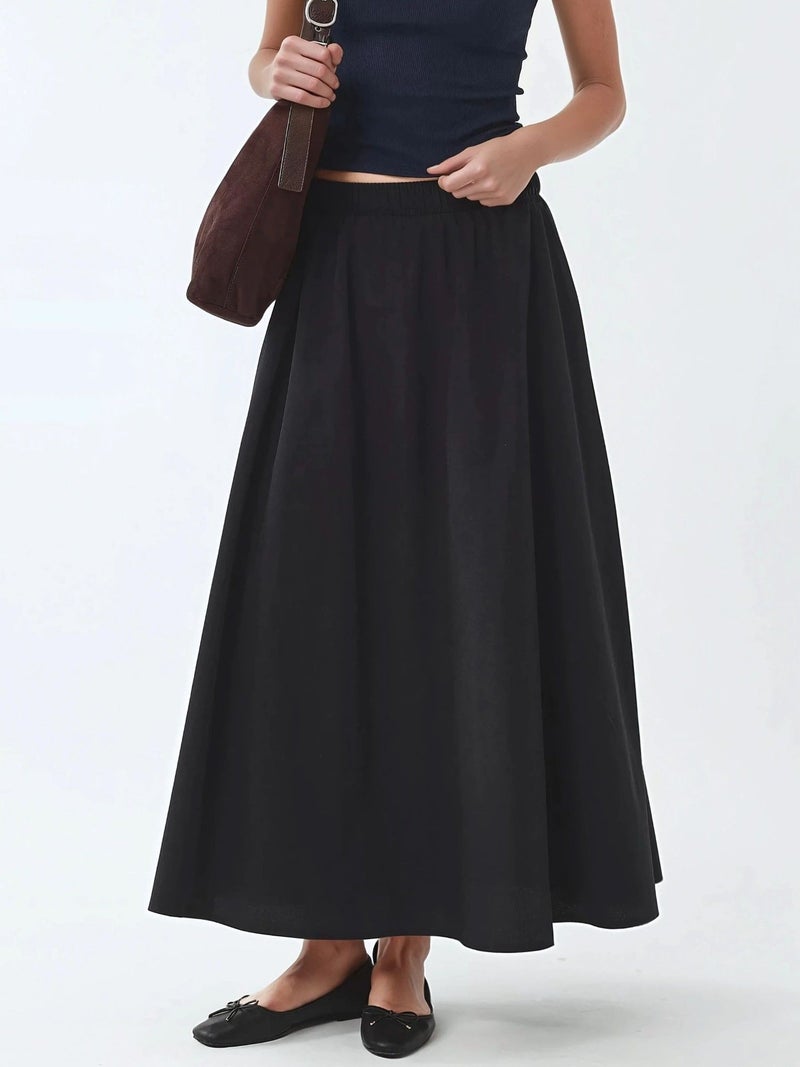 BUSEM Elastic Waist Midi Skirt with Pockets - Image 1