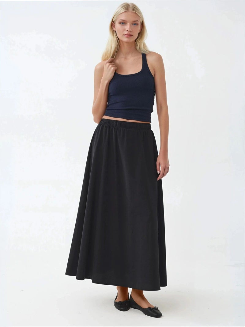 BUSEM Elastic Waist Midi Skirt with Pockets - Image 2