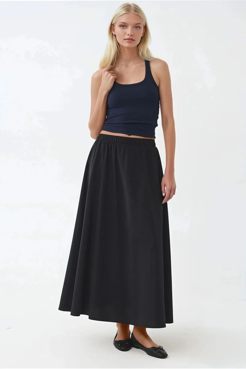 Busem BUSEM Elastic Waist Midi Skirt with Pockets