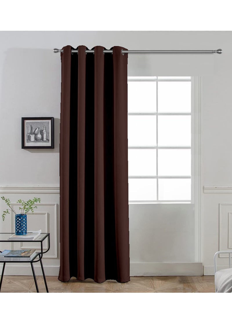 Umeema Blackout Window and Door Curtains for Bedroom, Living room with Grommet Top (Width 150cm and Length 270cm) Two pieces set. (Choclate Brown)  - Image 2