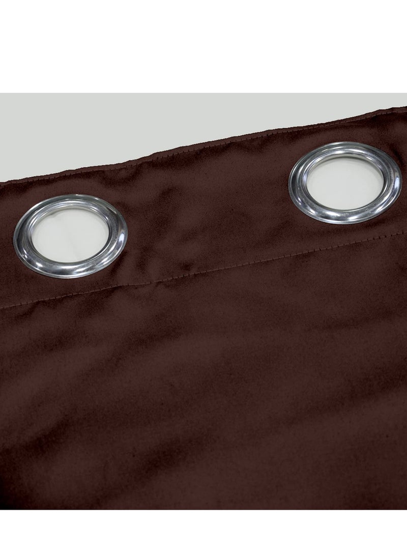 Umeema Blackout Window and Door Curtains for Bedroom, Living room with Grommet Top (Width 150cm and Length 270cm) Two pieces set. (Choclate Brown)  - Image 3