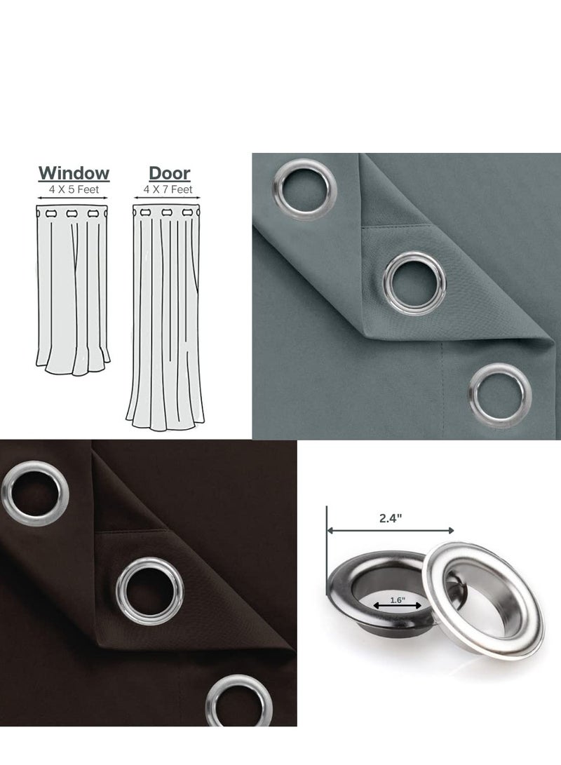 Umeema Blackout Window and Door Curtains for Bedroom, Living room with Grommet Top (Width 150cm and Length 270cm) Two pieces set. (Choclate Brown)  - Image 5