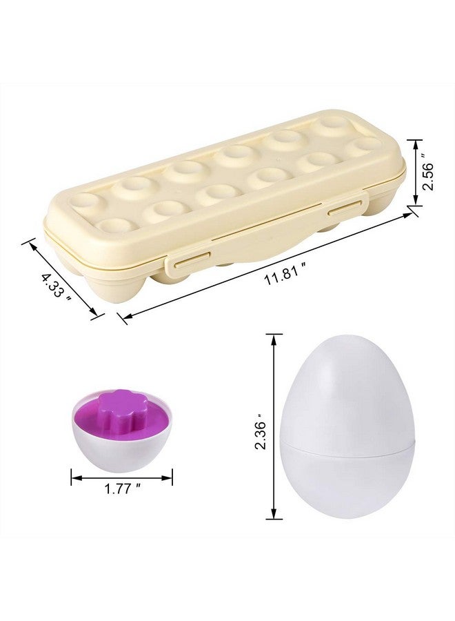 Hhyn Matching Eggs Set with Beige Eggs Holder, Upgraded Toddler Egg Toys Learning Shapes and Colors Educational Puzzle Sorting Games Improve Motor Skills for Kids Easter Gift, 12 Eggs - Image 4