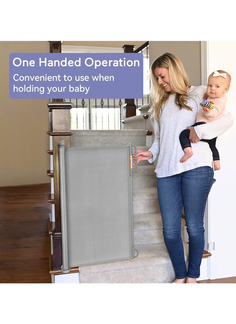 SYOSI - Retractable Baby Gate, Adjustable Safety Gate for Babies and Pets, 33" Tall, Extends up to 55" Wide, Suitable for Stairs, Doorways, and Hallways, Indoor and Outdoor Use with Easy Installation Kit - Image 1