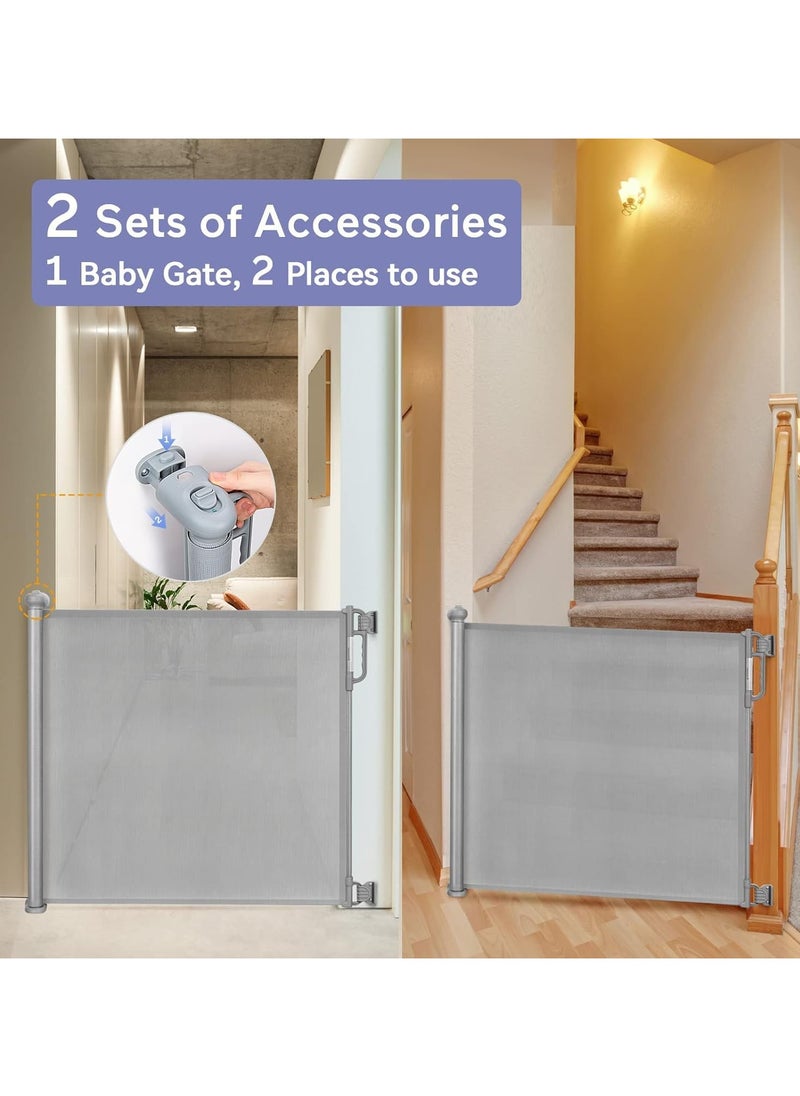 SYOSI - Retractable Baby Gate, Adjustable Safety Gate for Babies and Pets, 33" Tall, Extends up to 55" Wide, Suitable for Stairs, Doorways, and Hallways, Indoor and Outdoor Use with Easy Installation Kit - Image 1