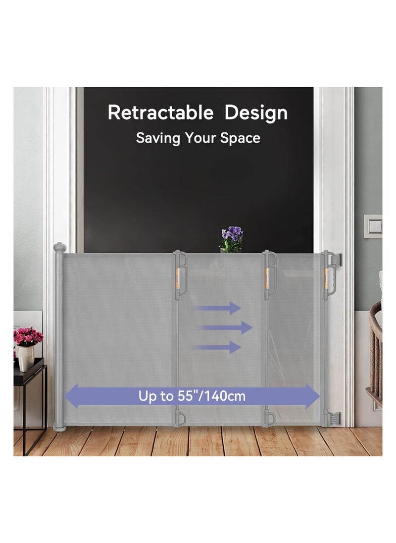 SYOSI - Retractable Baby Gate, Adjustable Safety Gate for Babies and Pets, 33" Tall, Extends up to 55" Wide, Suitable for Stairs, Doorways, and Hallways, Indoor and Outdoor Use with Easy Installation Kit - Image 1
