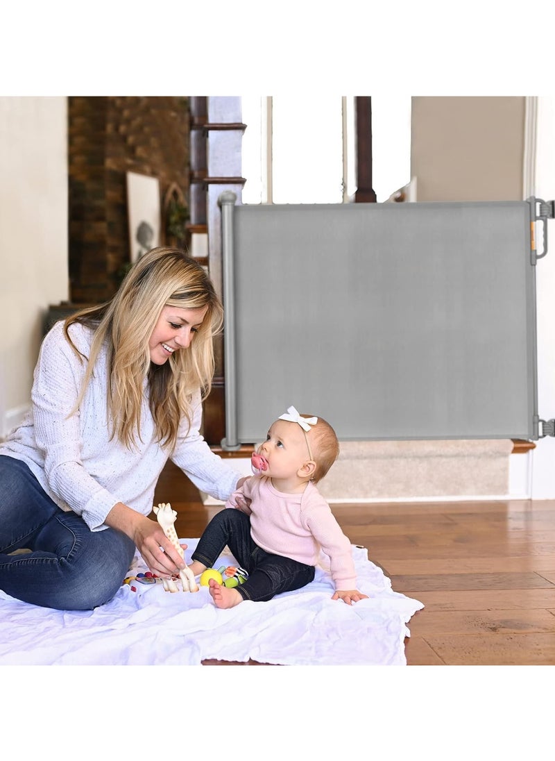 SYOSI - Retractable Baby Gate, Adjustable Safety Gate for Babies and Pets, 33" Tall, Extends up to 55" Wide, Suitable for Stairs, Doorways, and Hallways, Indoor and Outdoor Use with Easy Installation Kit - Image 1