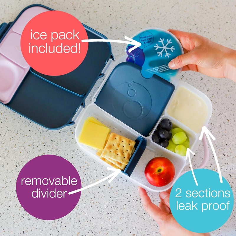 b.box Jumbo Bento Lunch Box for Kids - 4 Compartment Leak-Proof Design with Gel Cold Pack - Image 4