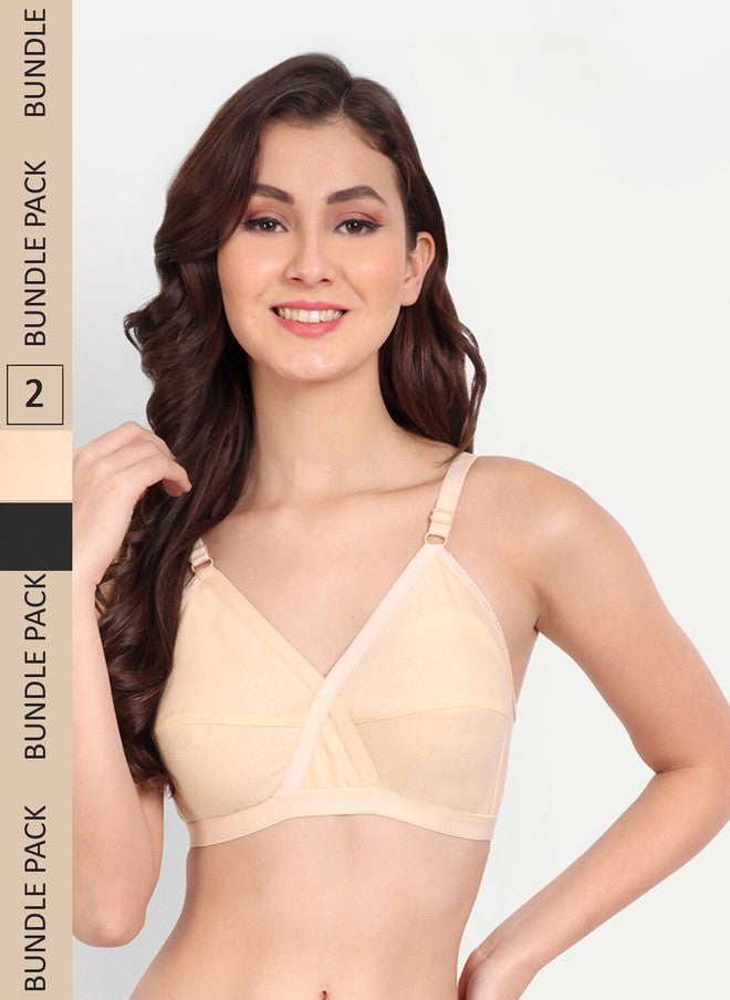 FIMS Pack Of 2 Non Padded Dry Fit All Day Comfort Non-Wired Everyday Bra - Image 1