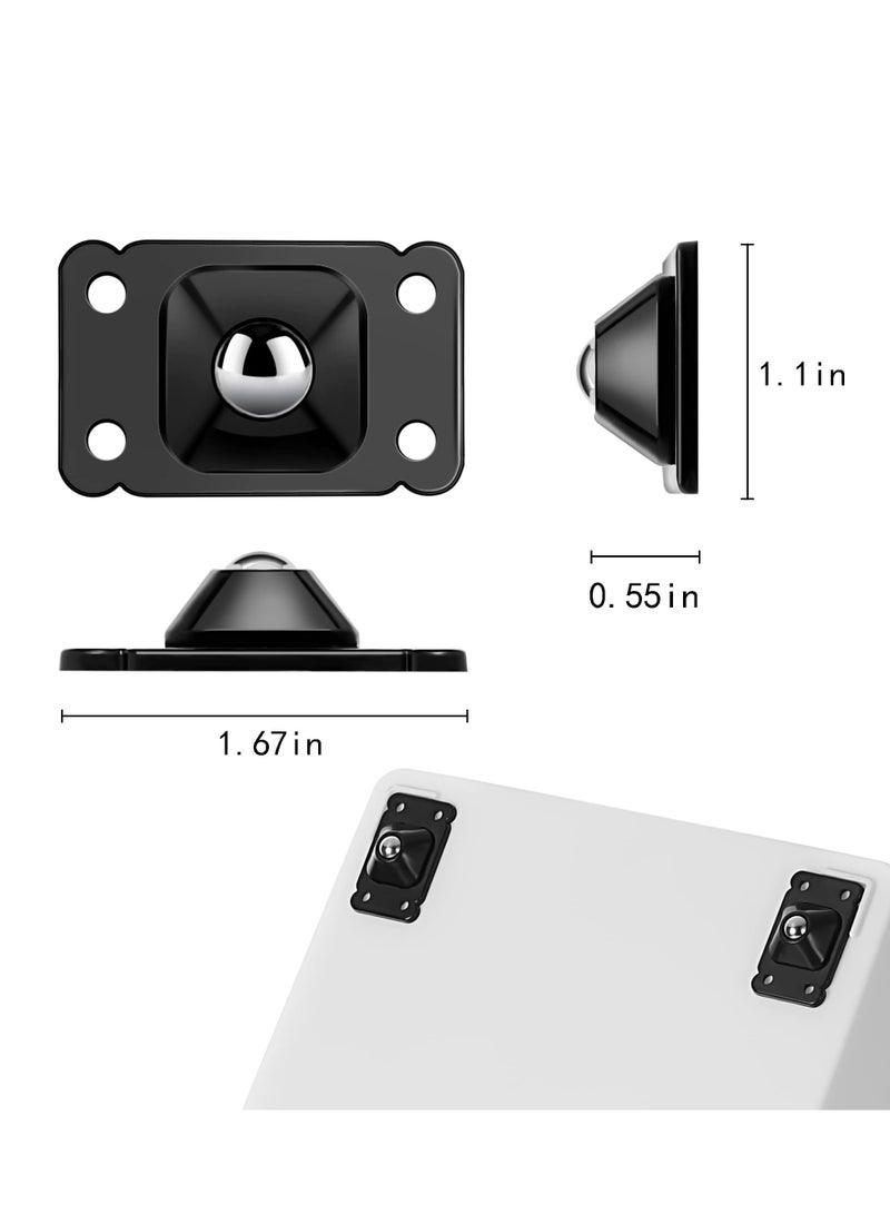 16 Pcs Mini Caster Wheels, Self-Adhesive Stainless Steel Universal Wheels for 360° Rotation, Ideal for Storage Boxes, Furniture Bins, and Trash Cans, Black Color. - Image 5