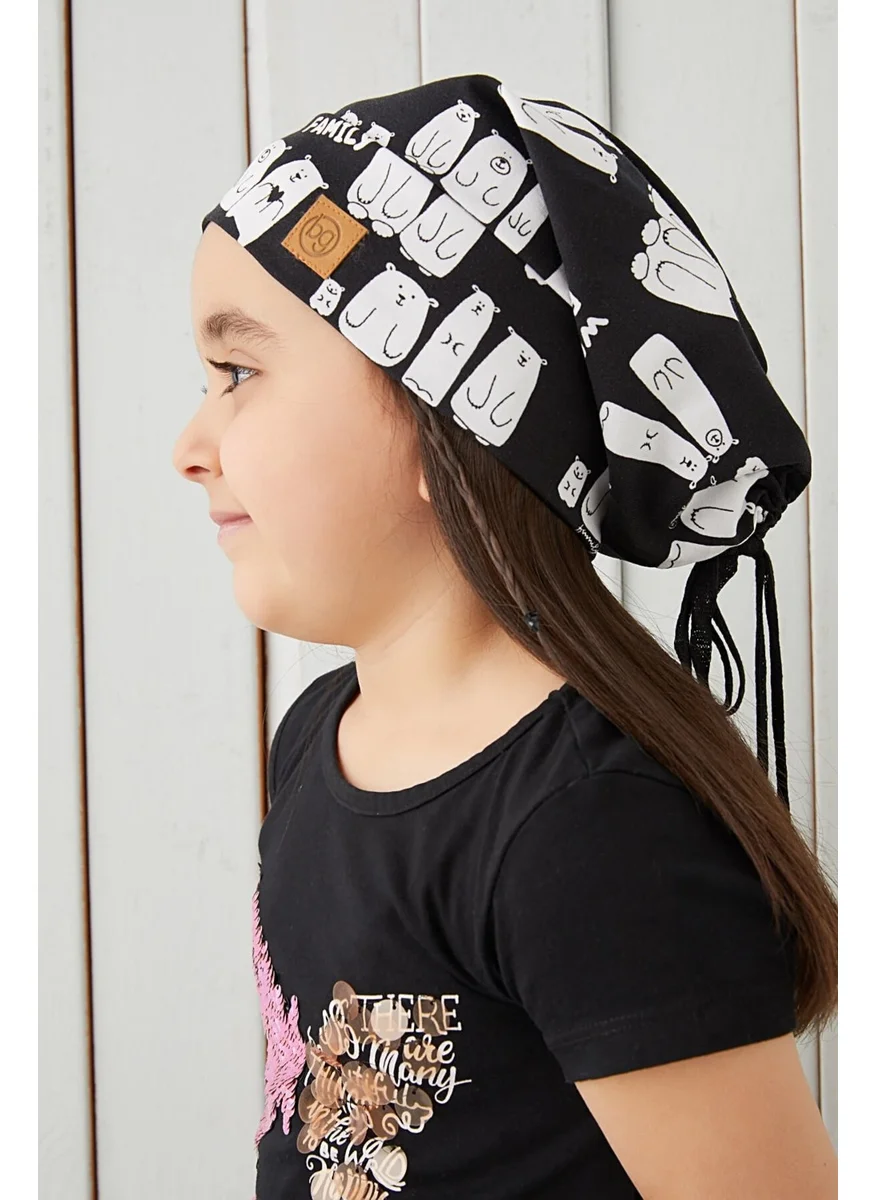 Babygiz Girl's Black and White Yarn 4 Season Hat Beanie Buff Soft Combed Cotton