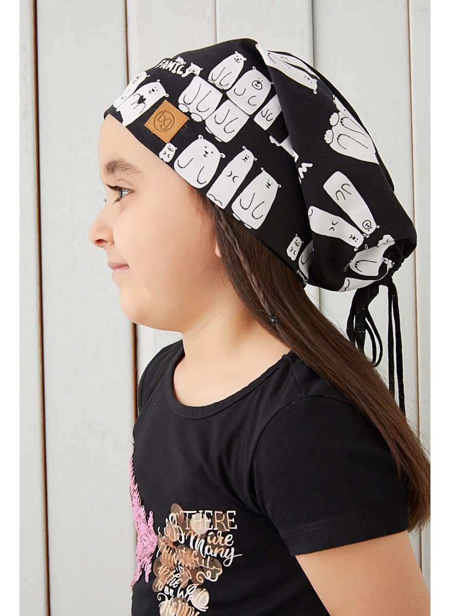 Babygiz Girl's Black and White Yarn 4 Season Hat Beanie Buff Soft Combed Cotton  - Image 1