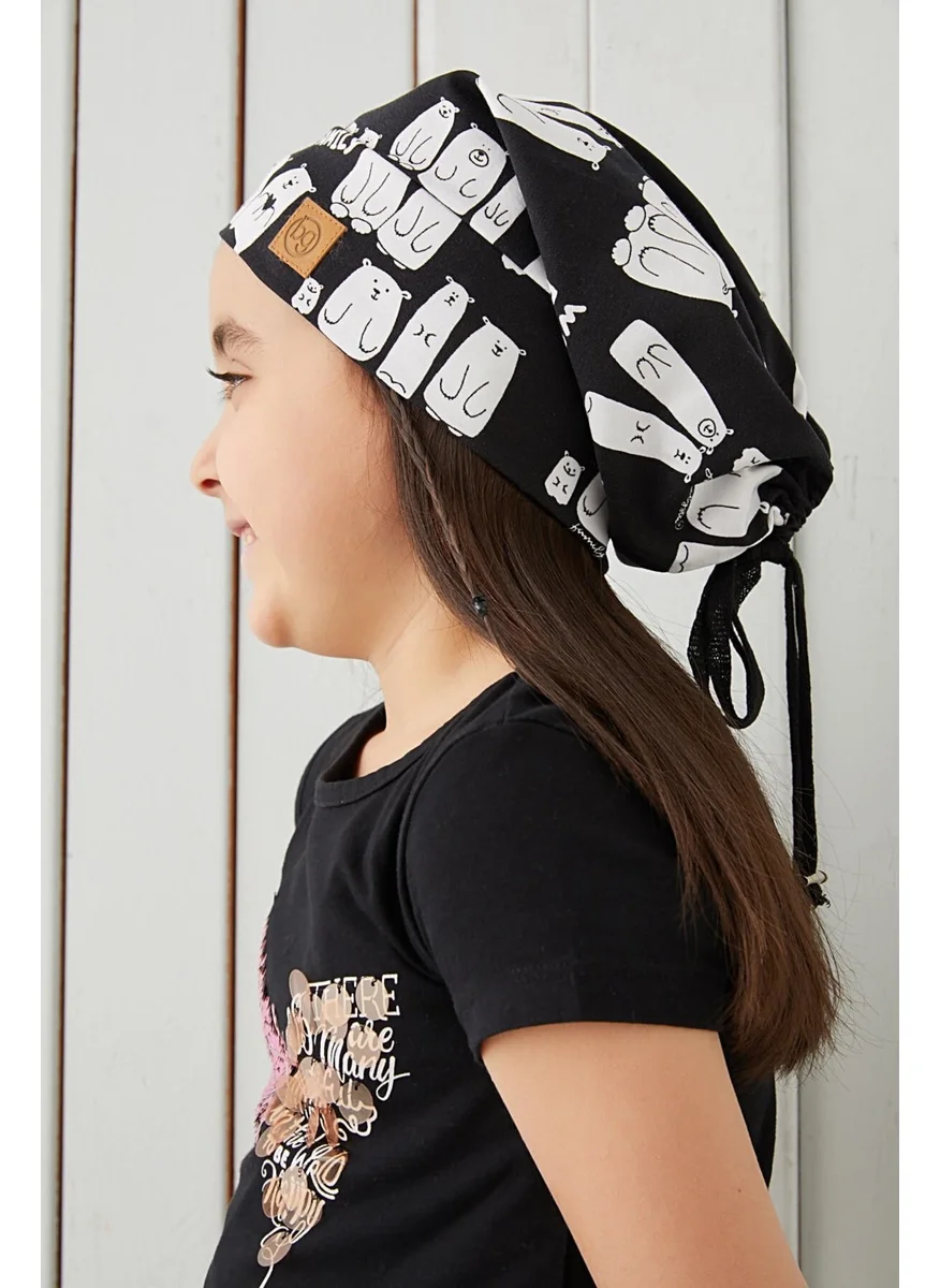 Babygiz Girl's Black and White Yarn 4 Season Hat Beanie Buff Soft Combed Cotton