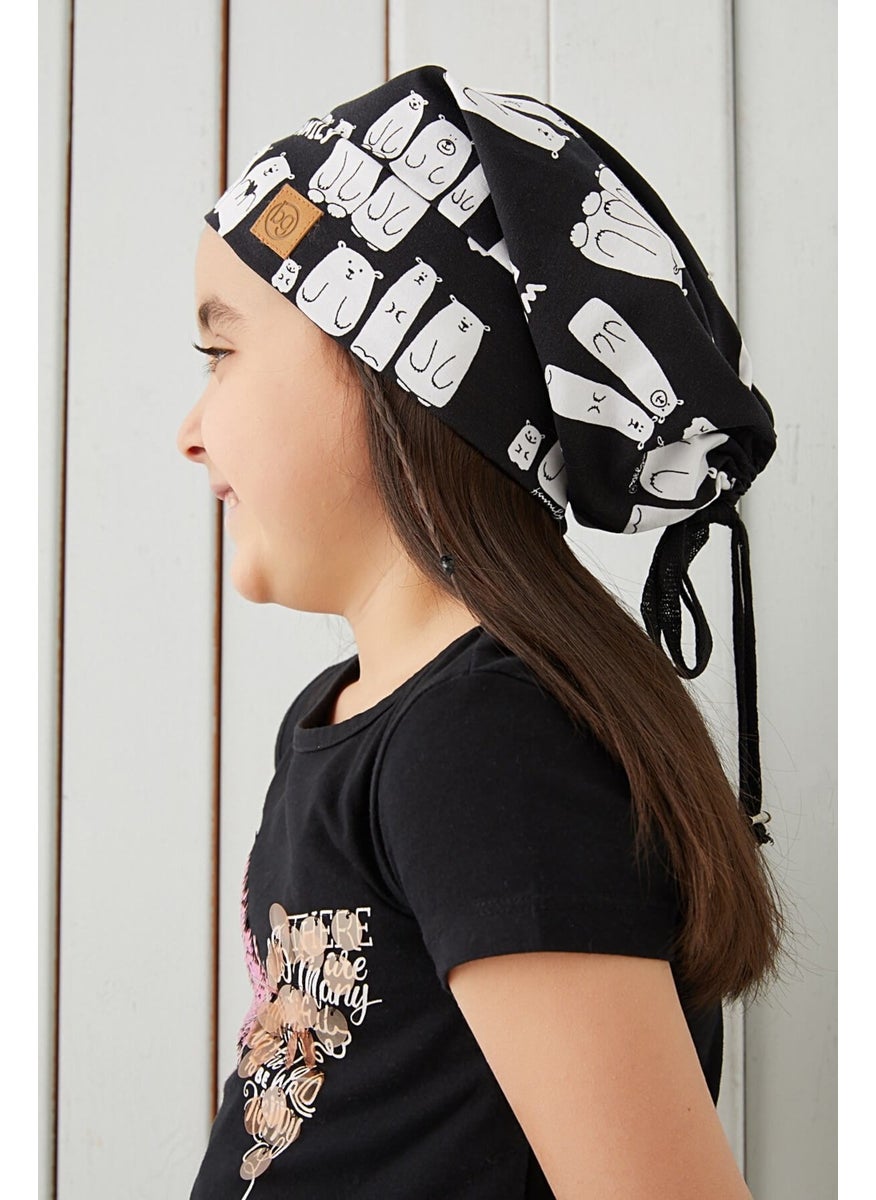 Babygiz Girl's Black and White Yarn 4 Season Hat Beanie Buff Soft Combed Cotton  - Image 2