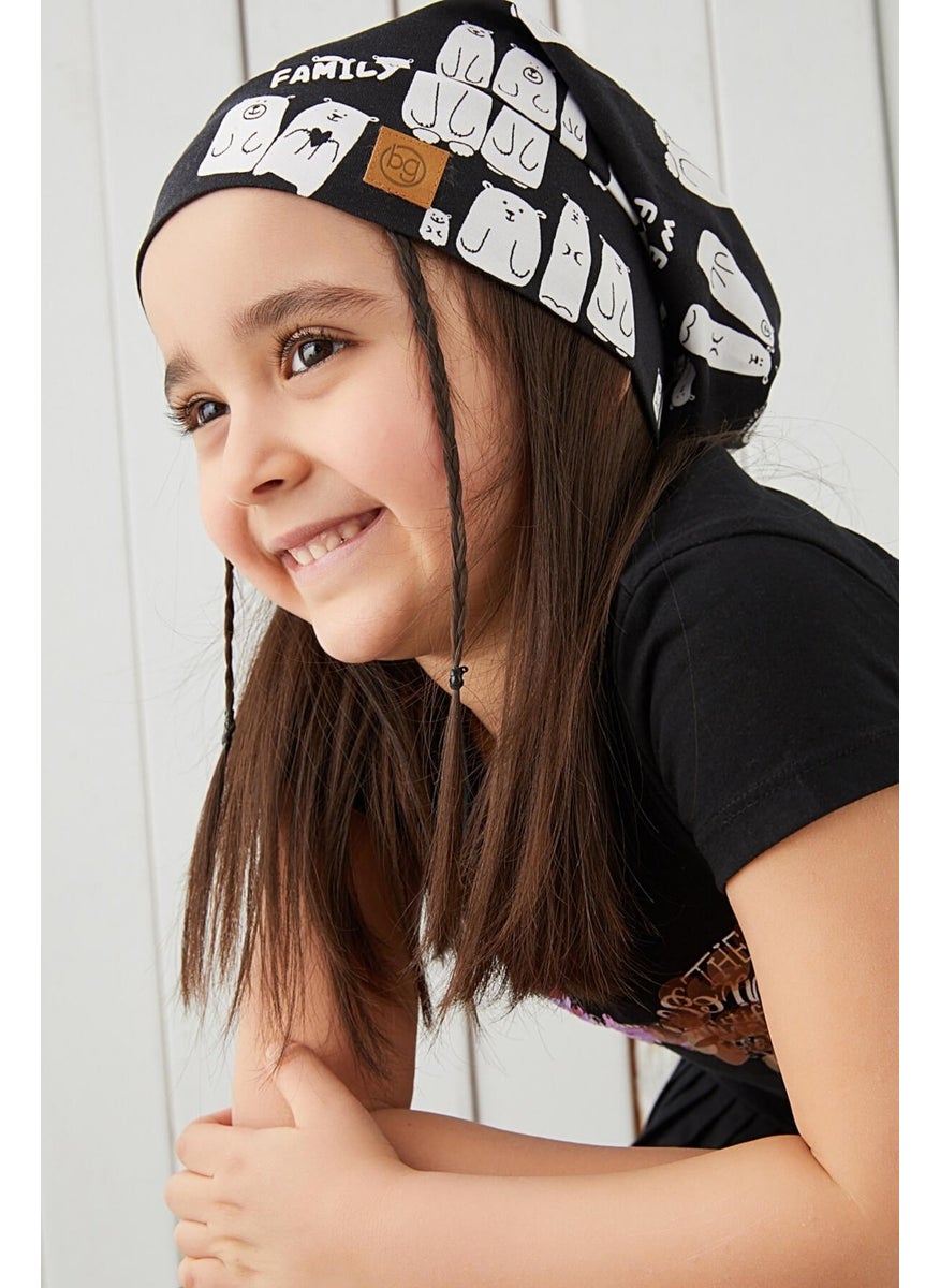 Babygiz Girl's Black and White Yarn 4 Season Hat Beanie Buff Soft Combed Cotton  - Image 3