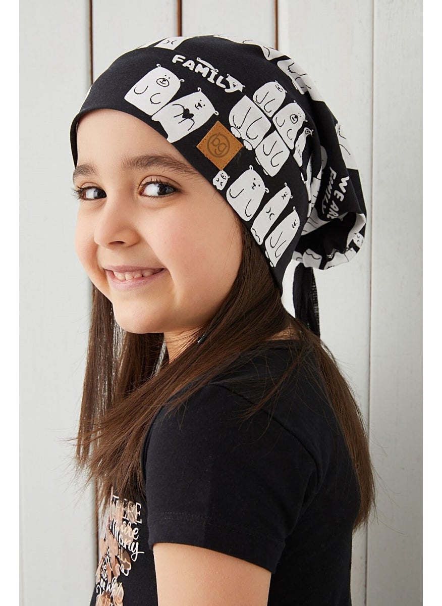 Babygiz Girl's Black and White Yarn 4 Season Hat Beanie Buff Soft Combed Cotton  - Image 4