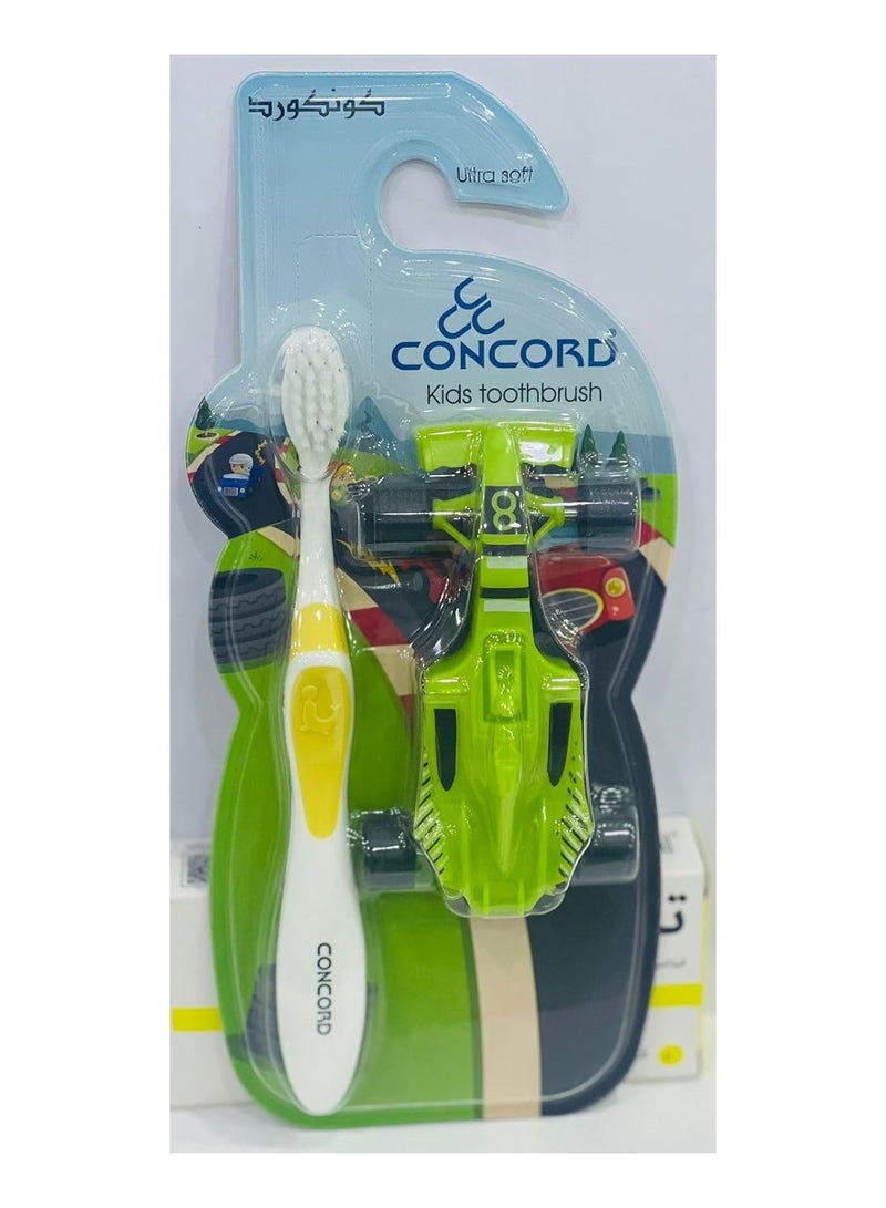 CONCORD Kids tooth brush with baby toy car Green