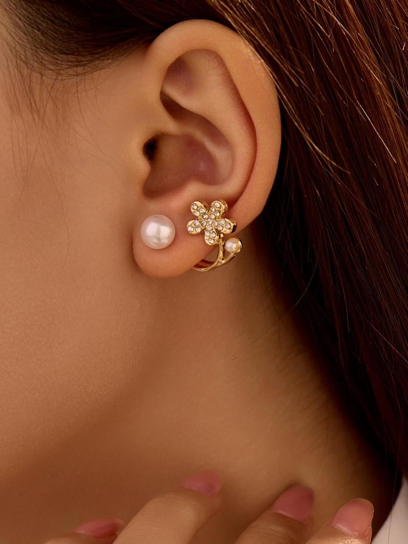 Nan 1 Pair Gold Hood Earrings for Women - Lightweight Metal Stud Earrings - Image 2