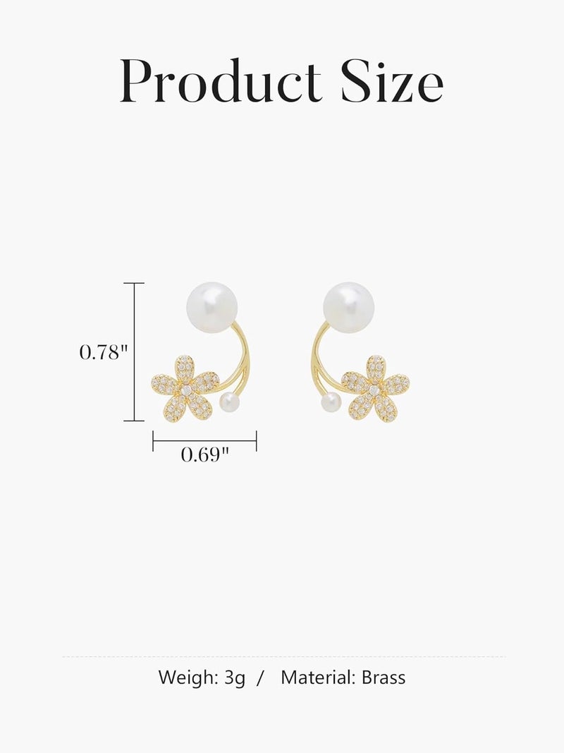 Nan 1 Pair Gold Hood Earrings for Women - Lightweight Metal Stud Earrings - Image 3