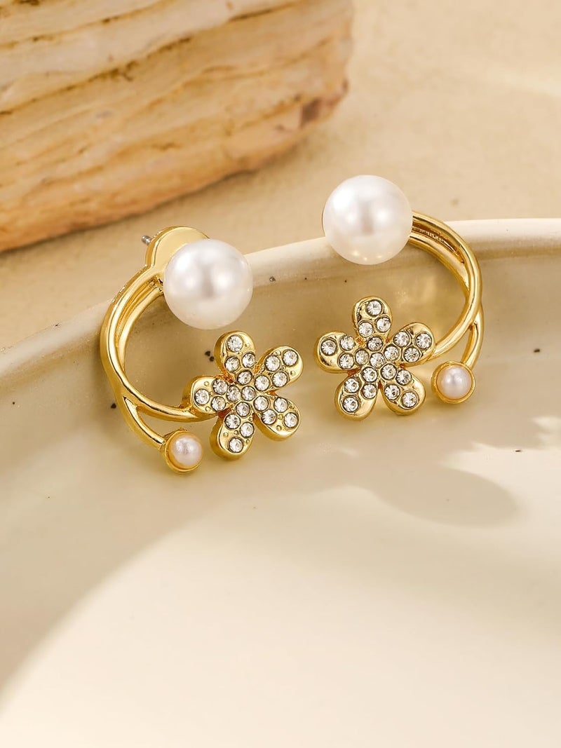 Nan 1 Pair Gold Hood Earrings for Women - Lightweight Metal Stud Earrings - Image 5