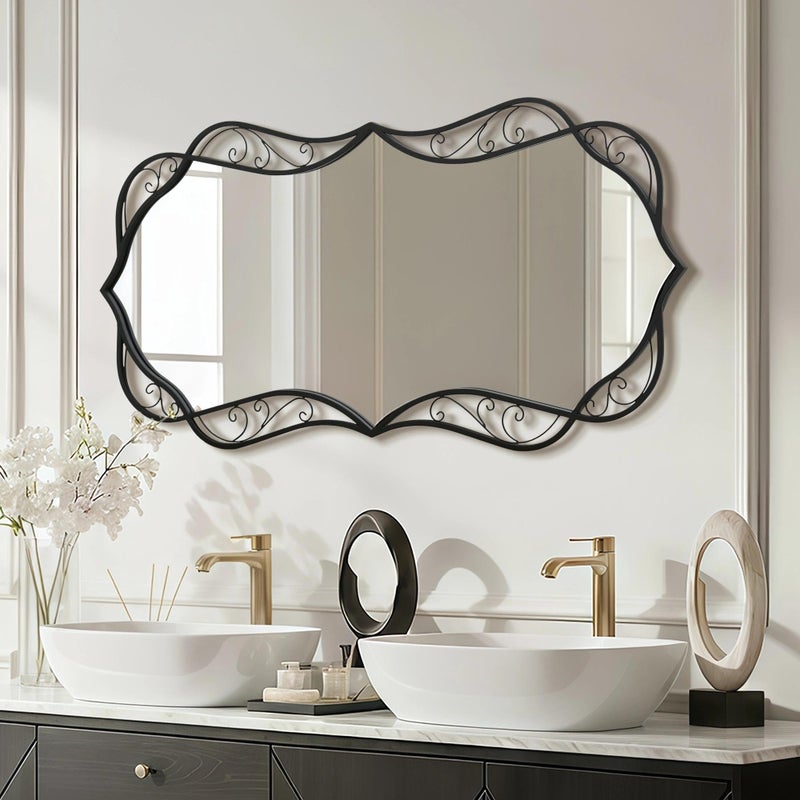 Besdomus Black Bathroom Wall Mirror: 24"x48" Modern Large Mirror for Wall - Vertical or Horizontal Hanging - Home Decor for Living Room/Entryway/Bathroom/Hallway - Wall Decor for Housewife - Image 5