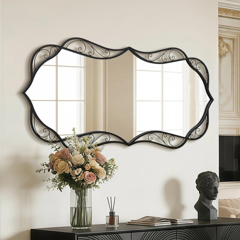 Besdomus Black Bathroom Wall Mirror: 24"x48" Modern Large Mirror for Wall - Vertical or Horizontal Hanging - Home Decor for Living Room/Entryway/Bathroom/Hallway - Wall Decor for Housewife - Image 2