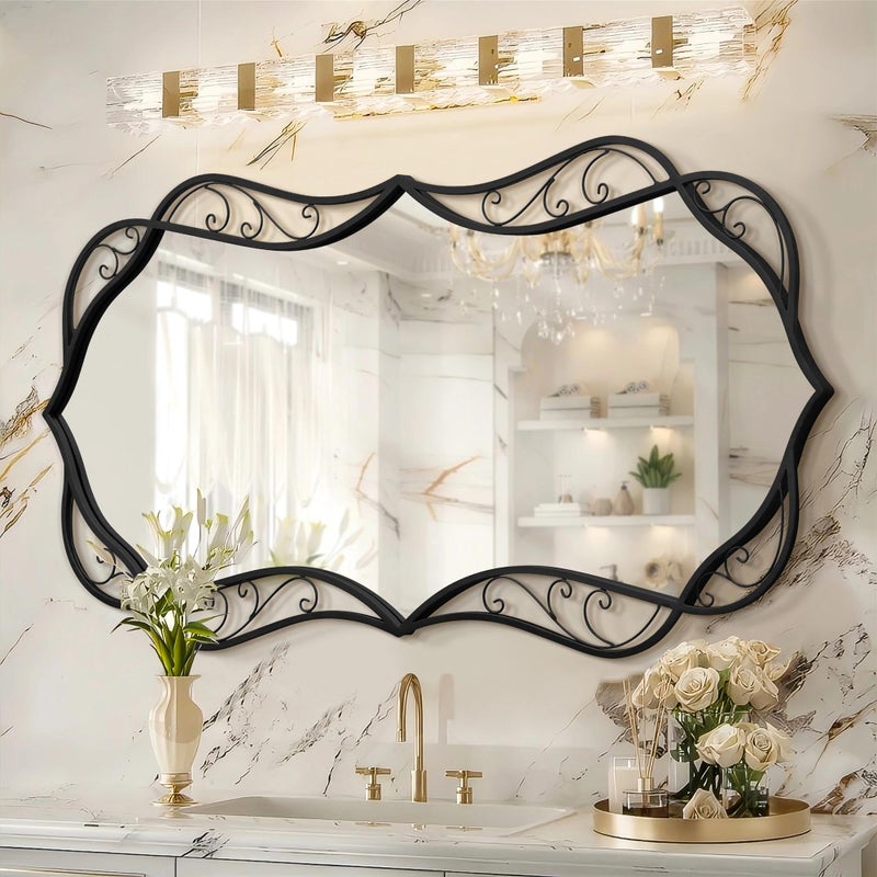 Besdomus Black Bathroom Wall Mirror: 24"x48" Modern Large Mirror for Wall - Vertical or Horizontal Hanging - Home Decor for Living Room/Entryway/Bathroom/Hallway - Wall Decor for Housewife - Image 1